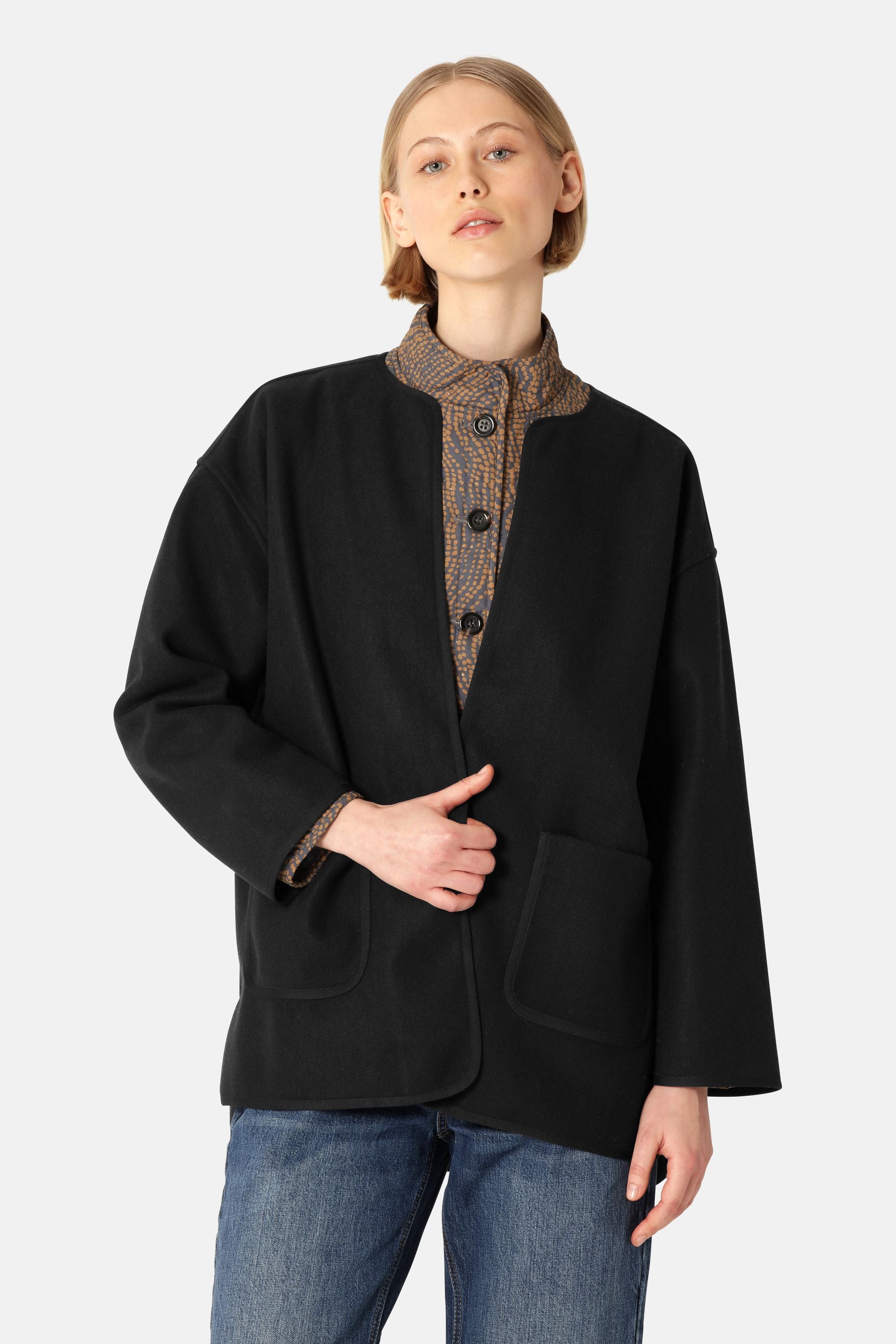 Gefilzte Casual Jacke - Black